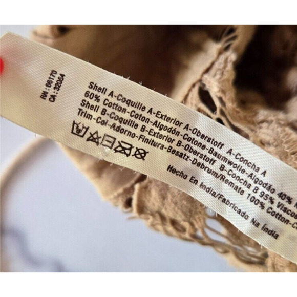 Free People One Adella Bralette XS Latte Strappy Crochet Lace Boho Crop Bra Top - Picture 7 of 9